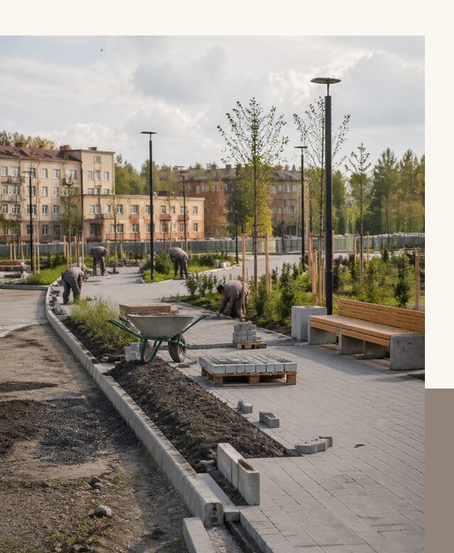 Благоустройство сквера в Кургане с проектированием и реализацией